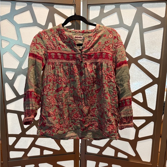 Fabindia Women's Floral Blouse - Red and Green - Picture 7 of 7